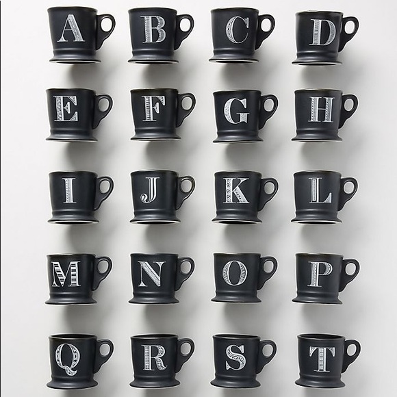 Anthropologie Other - 3/$25 Anthro “F” Noir Black Monogram Mug